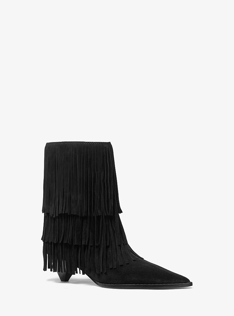 Jayla Fringed Suede Boot in BLACK | Michael Kors
