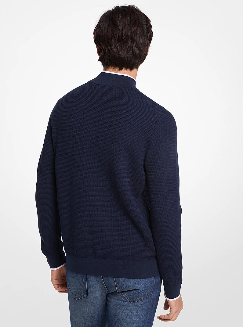 Cotton Quarter-Zip Sweater in MIDNIGHT | Michael Kors