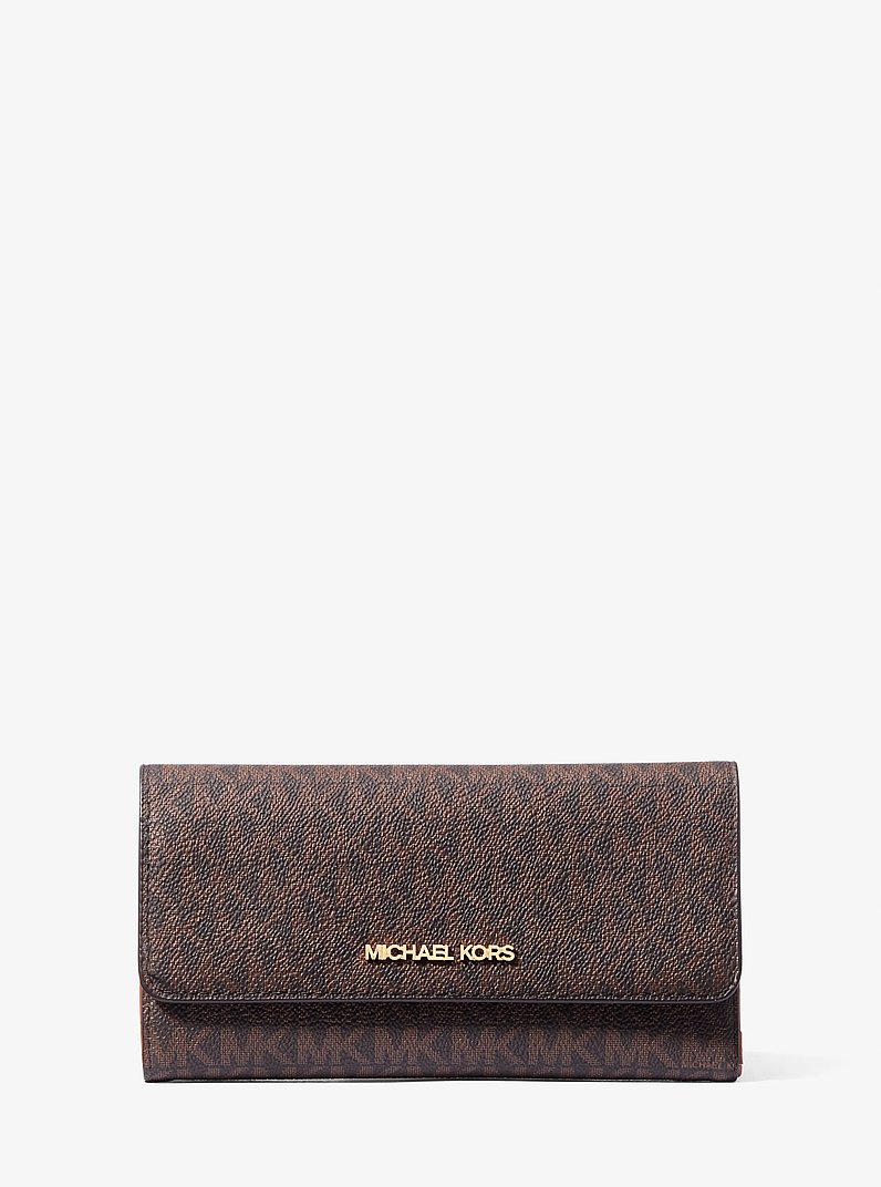 Billetera Jet Set grande de tres paneles con logotipo in MARR&Oacute;N | Michael Kors