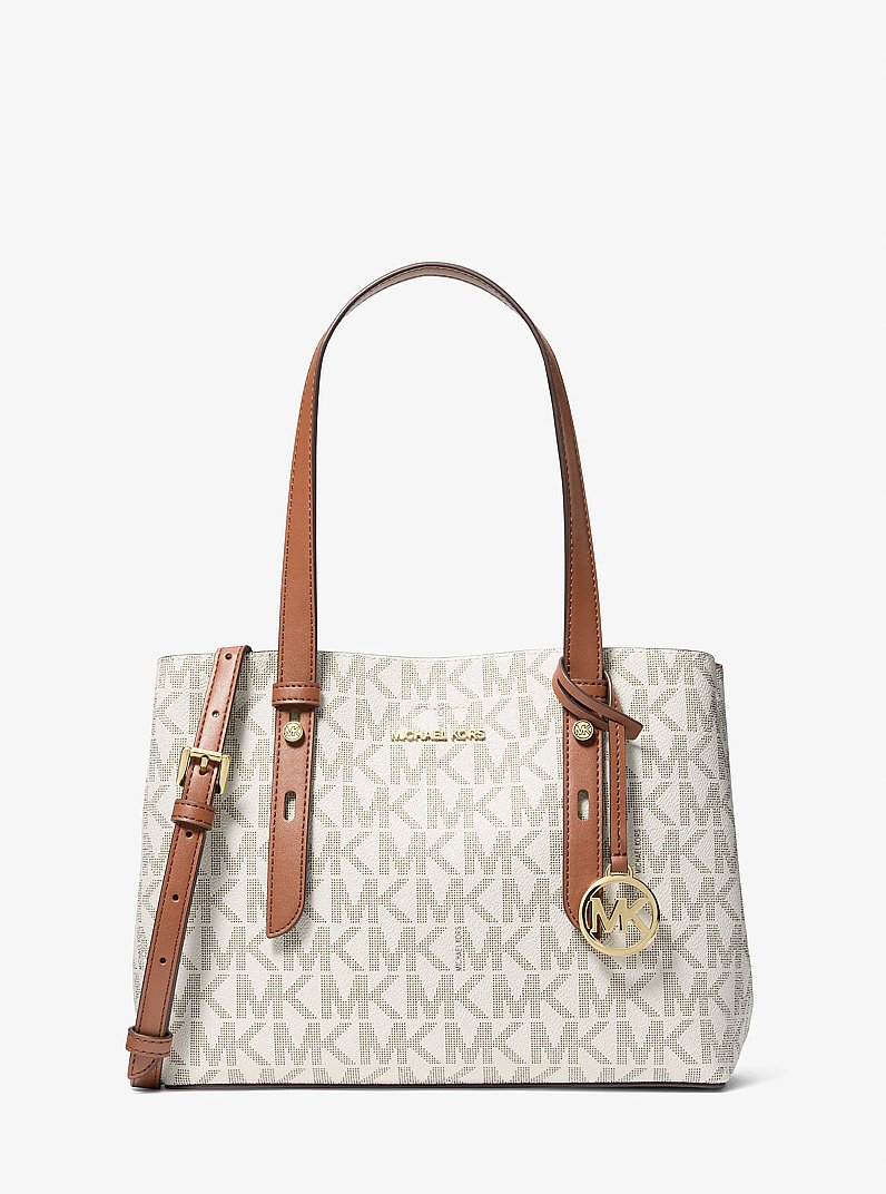 Mala tote com log&oacute;tipo exclusivo Mel pequena in BAUNILHA/BAGAGEM | Michael Kors