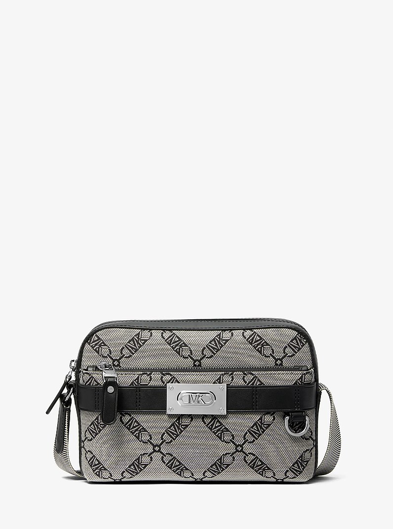 Borsa Utility a tracolla Hudson con logo Empire jacquard in NERO | Michael Kors