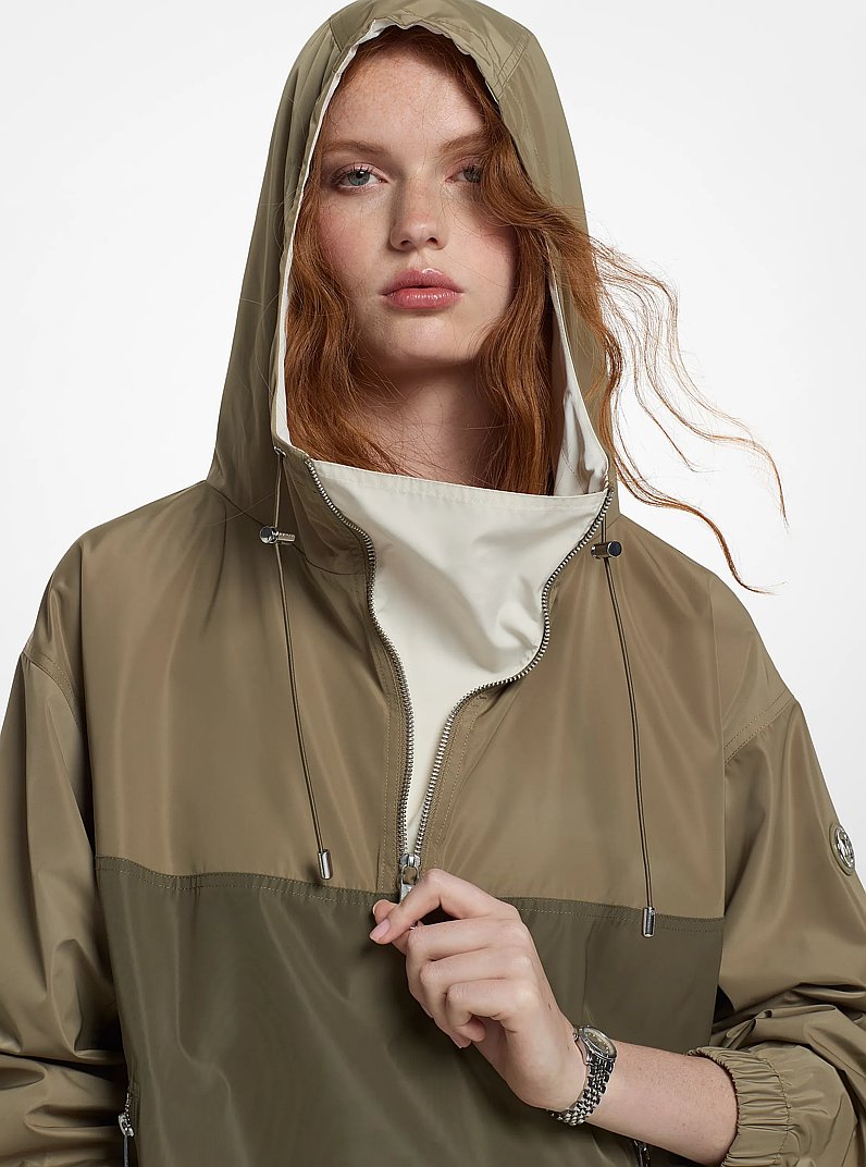 Color-Block Popover Jacket in LIGHT OLIVE | Michael Kors