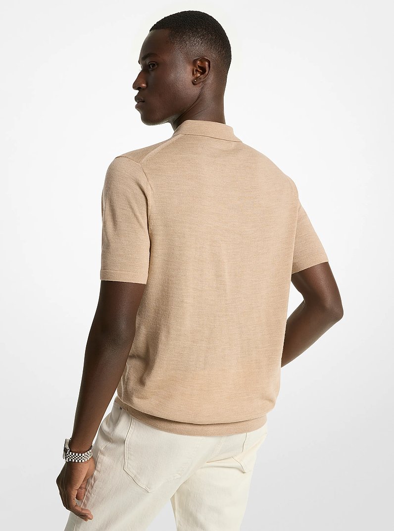 Merino Wool Polo Shirt in KHAKI MELANGE | Michael Kors