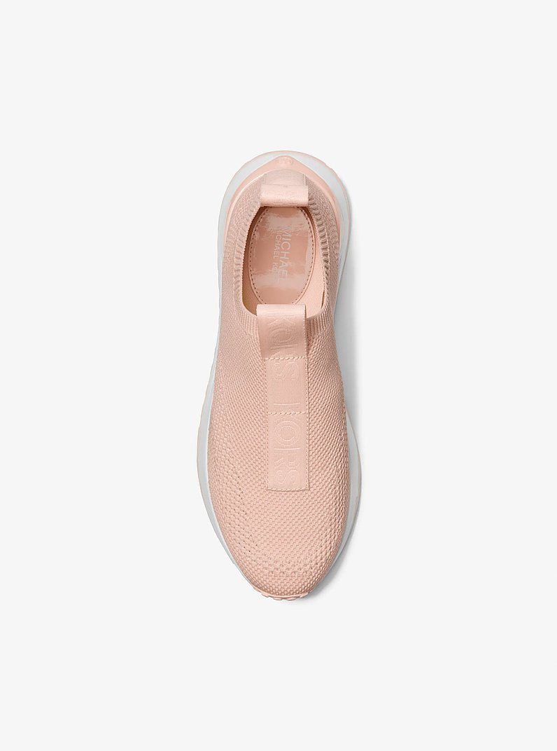 Bodie Logo Tape Stretch Knit Slip-On Trainer in SOFT PINK | Michael Kors