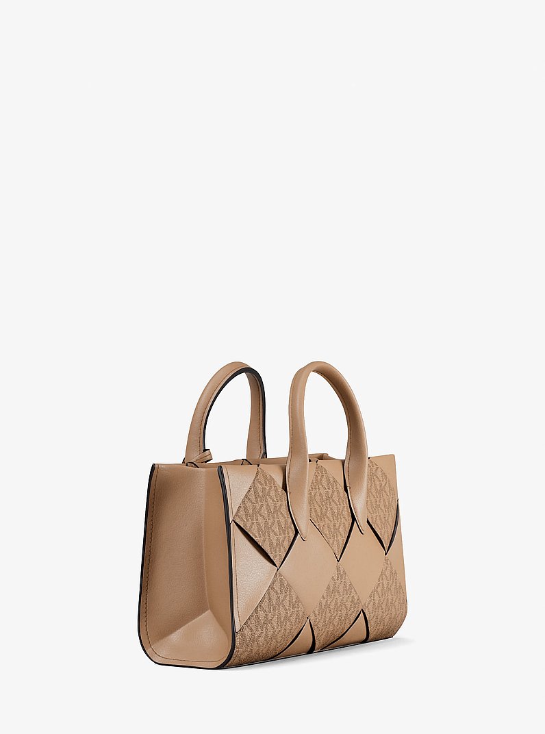 Gewebte Henkeltasche Mirella Small mit Signature-Logomuster in KAMEL | Michael Kors