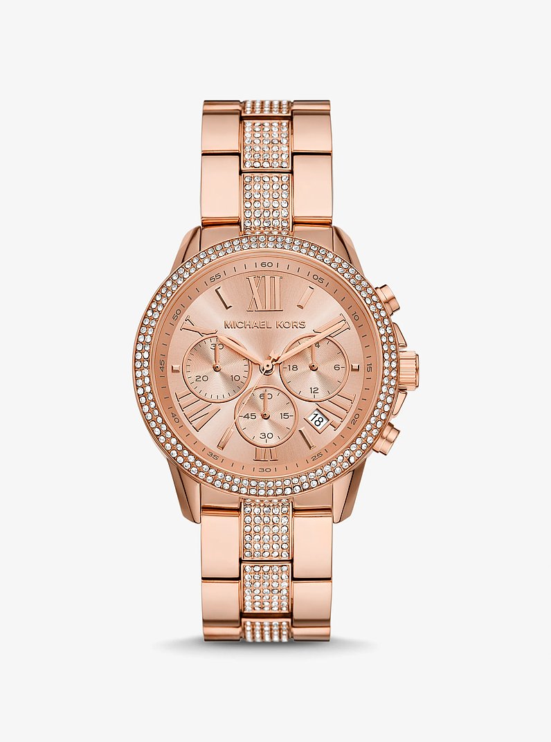 Oversized Brynn Pav&eacute; Rose Gold-Tone Watch