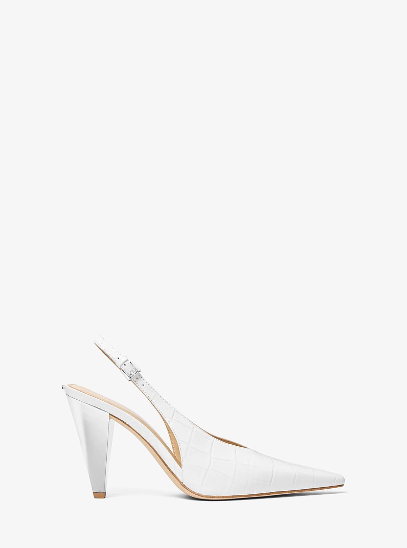 Slingpumps Electra aus Leder mit Krokodilpr&auml;gung in OPTIC WHITE | Michael Kors