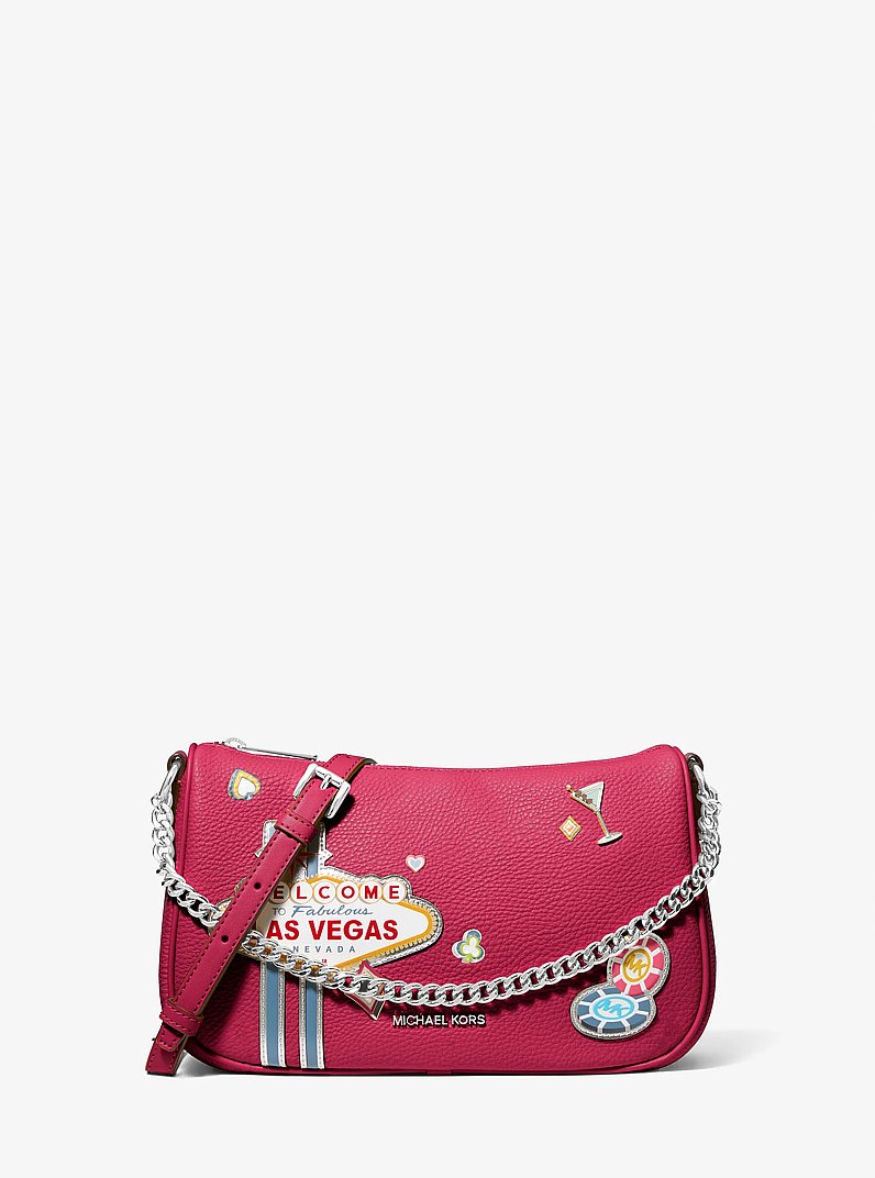 Carmela Medium Embellished Convertible Crossbody Bag in DK RASPBERRY | Michael Kors