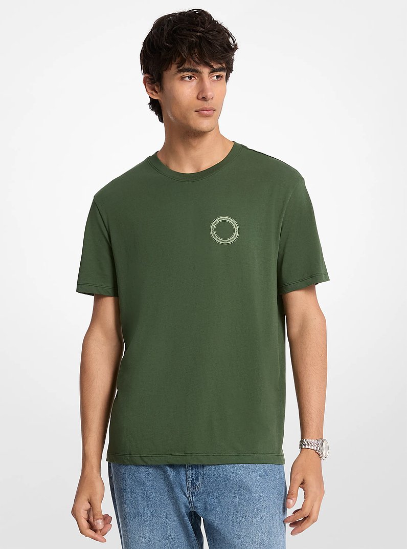 Graphic Logo Cotton T-Shirt in DARK MOSS | Michael Kors