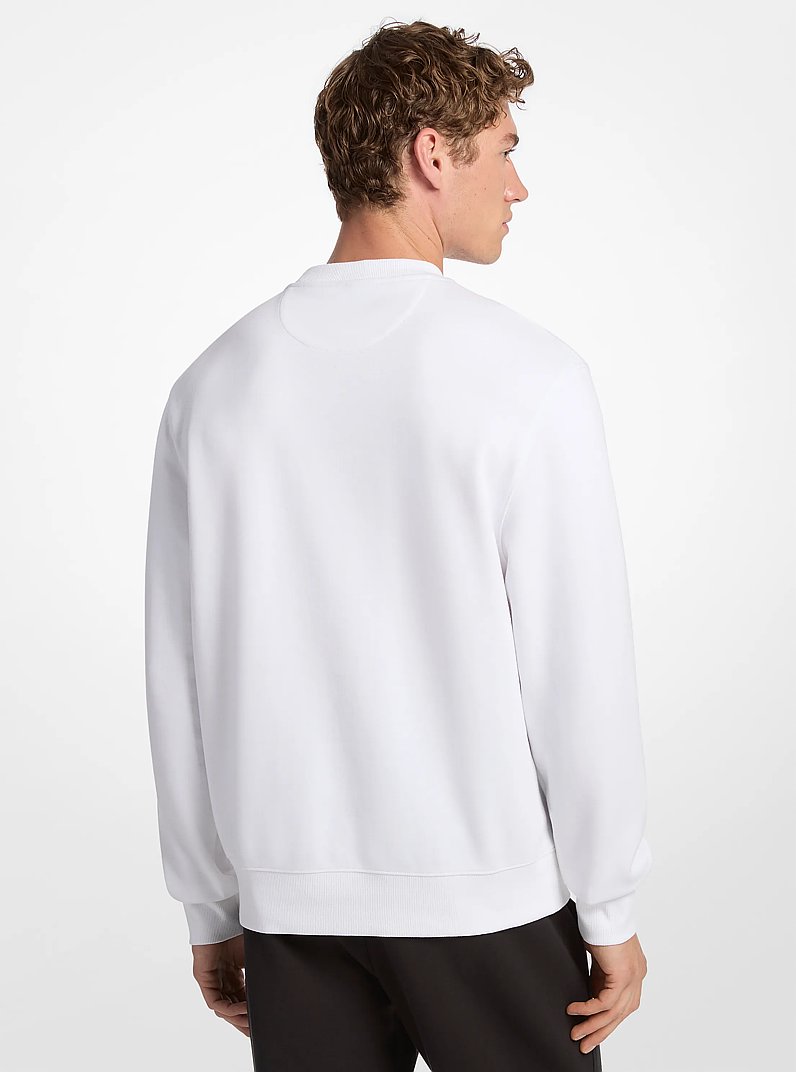 Graphic Logo Cotton Blend Crewneck Sweatshirt in WHITE | Michael Kors