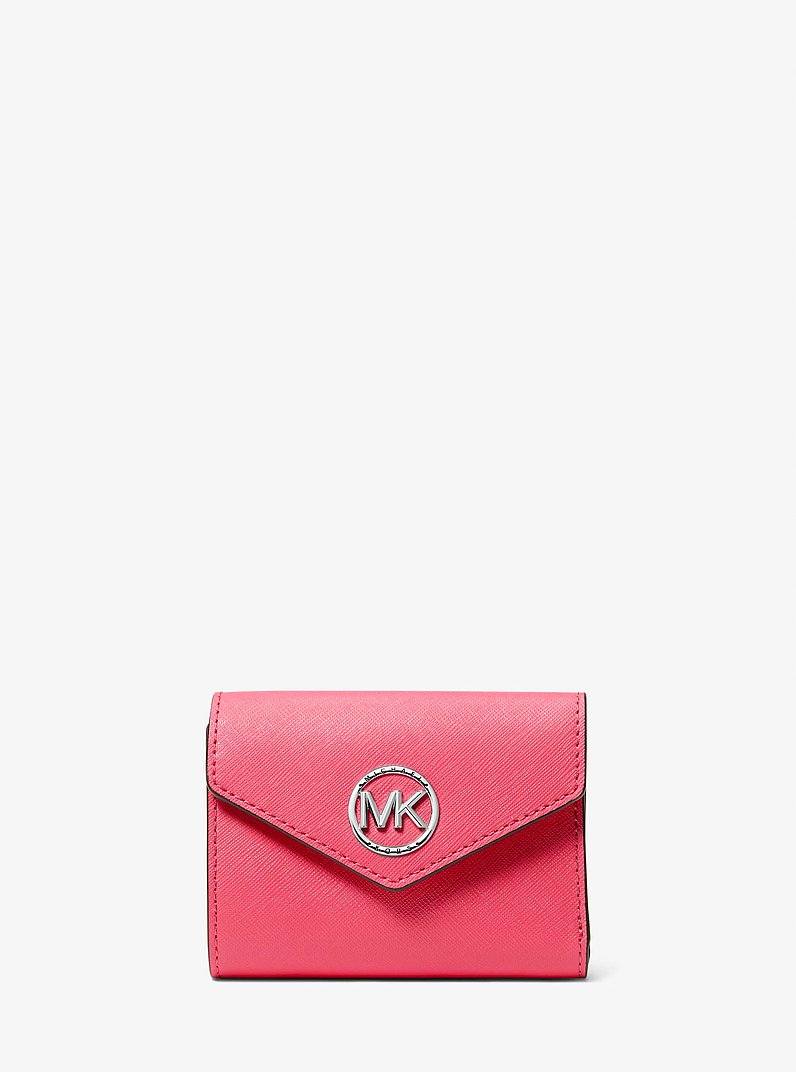 Greenwich Medium Saffiano Leather Tri-Fold Envelope Wallet in GERANIUM | Michael Kors
