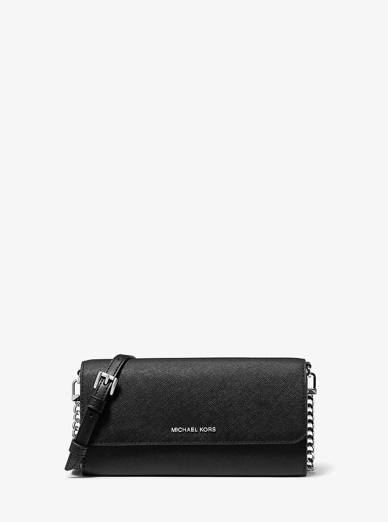 Wandelbare 2-in-1-Umh&auml;ngetasche Jet Set Large aus Saffianleder in SCHWARZ | Michael Kors