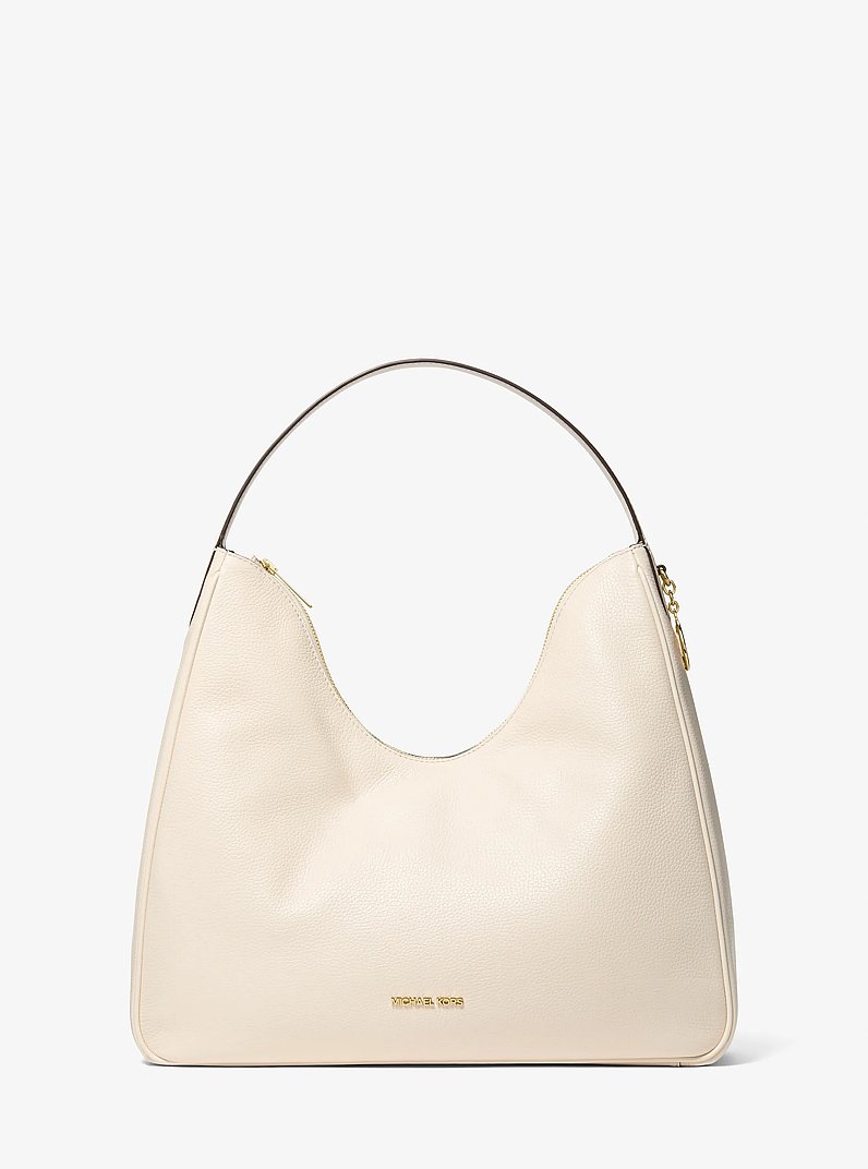 Nayla Medium Pebbled Leather Shoulder Bag in LT CREAM | Michael Kors