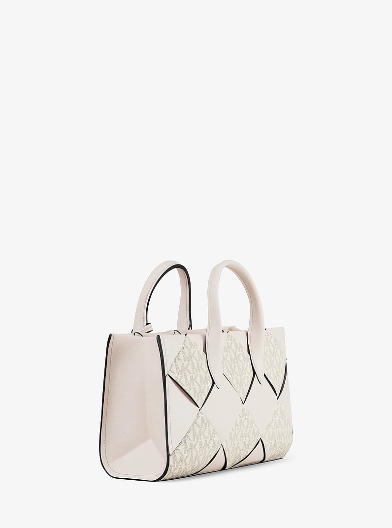 Borsa a mano Mirella piccola con stampa logo in CREMA CHIARO CANGIANTE | Michael Kors