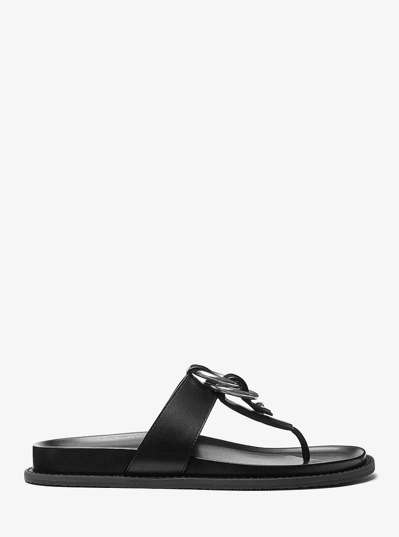 Jaden Leather Thong Sandal in BLACK | Michael Kors