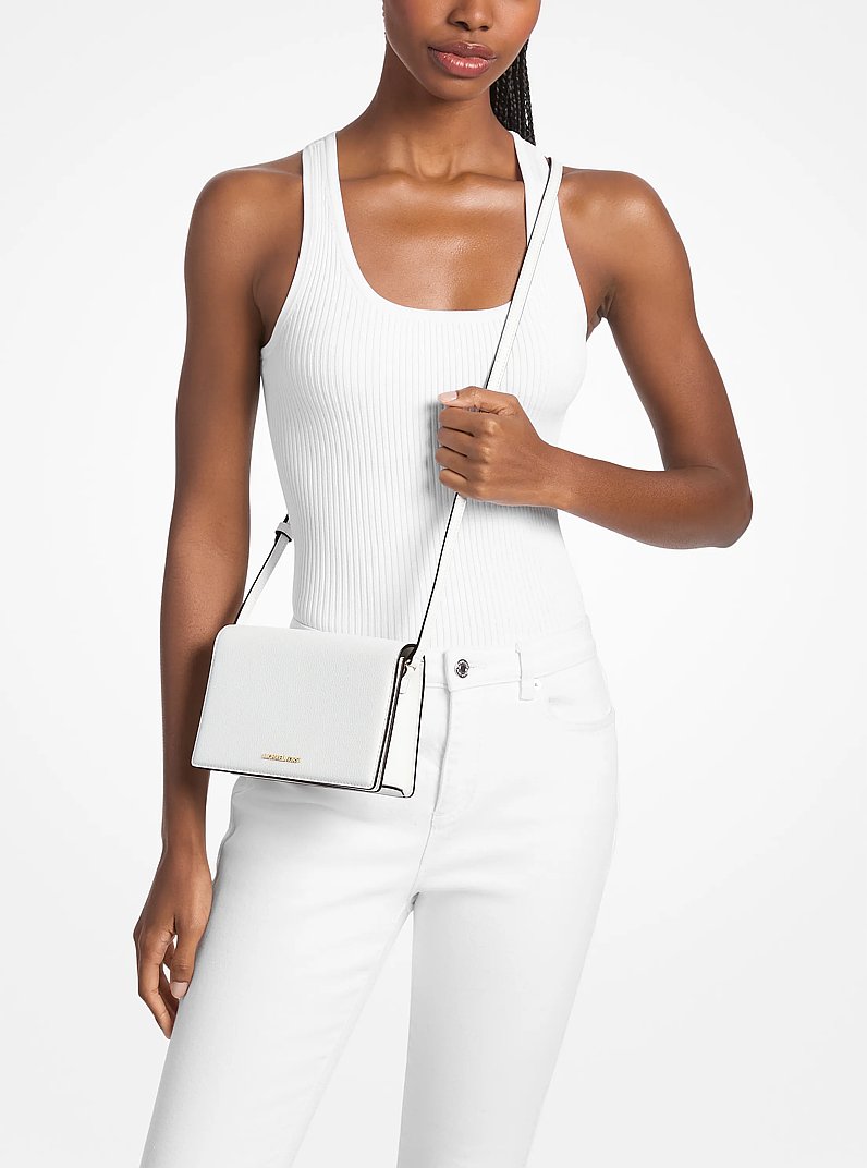 Sac &agrave; bandouli&egrave;re Marlowe de taille moyenne en cuir in BLANC OPTIQUE | Michael Kors