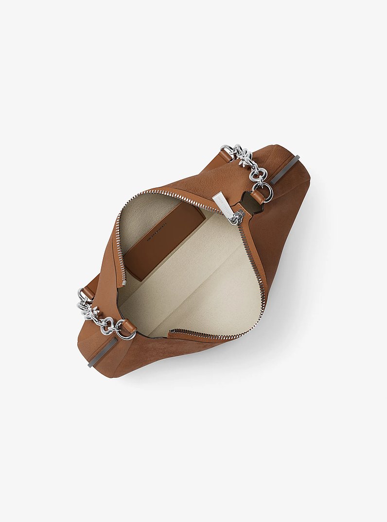 Nolita Medium Nubuck Chain Pochette in LUGGAGE | Michael Kors