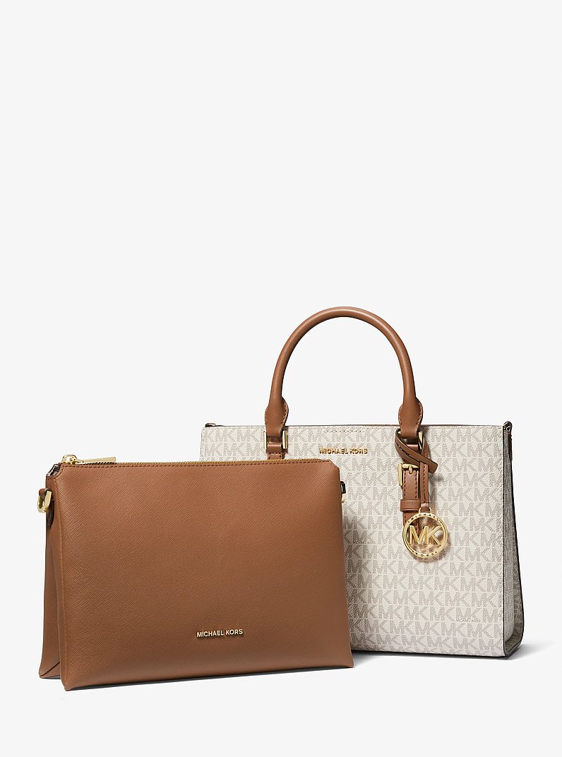 Sac &agrave; main 2-en-1 Sally de taille moyenne &agrave; logo in VANILLE/NOISETTE | Michael Kors