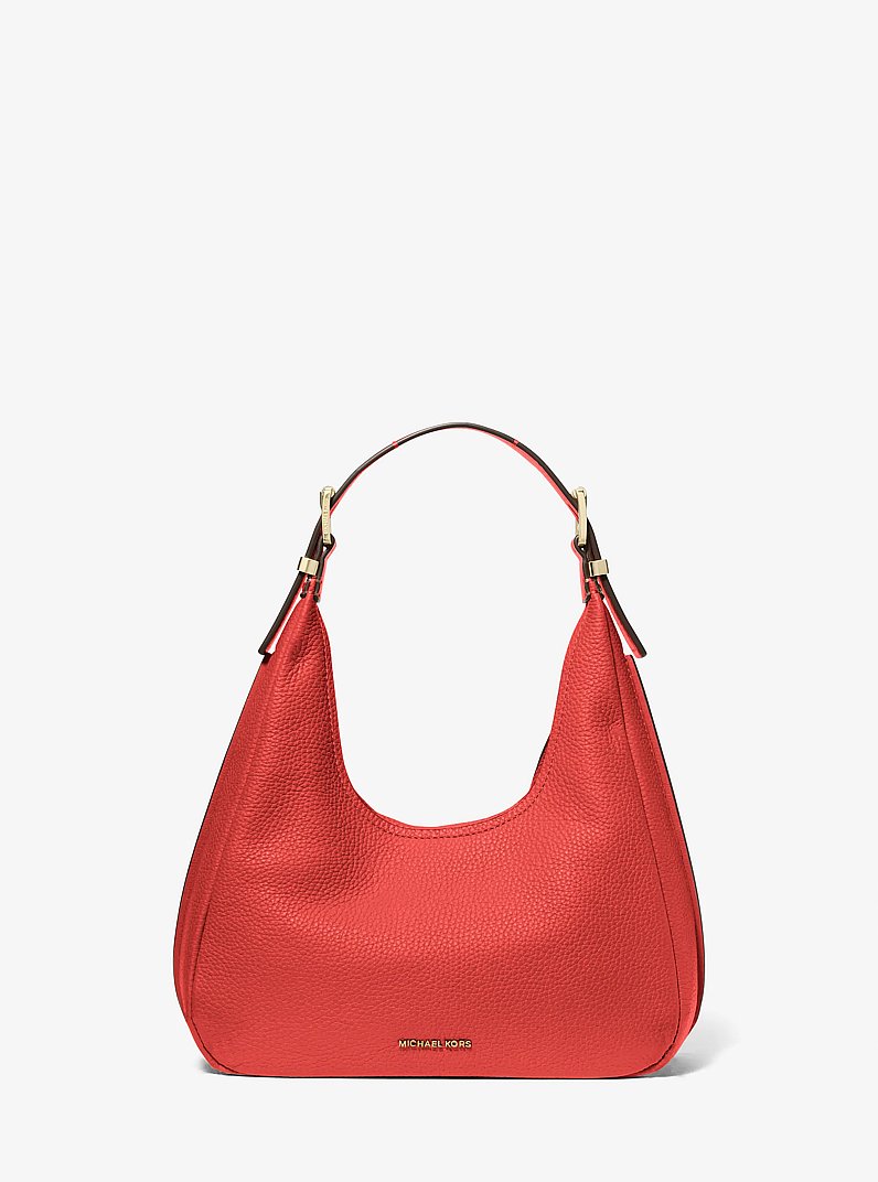 Nolita Small Pebbled Leather Hobo Shoulder Bag in BURNT SIENNA | Michael Kors
