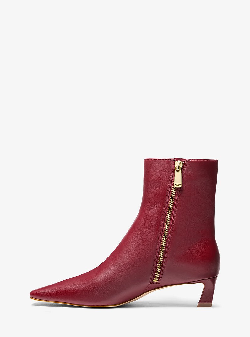Cosmo Leather Kitten Boot in DEEP RED | Michael Kors