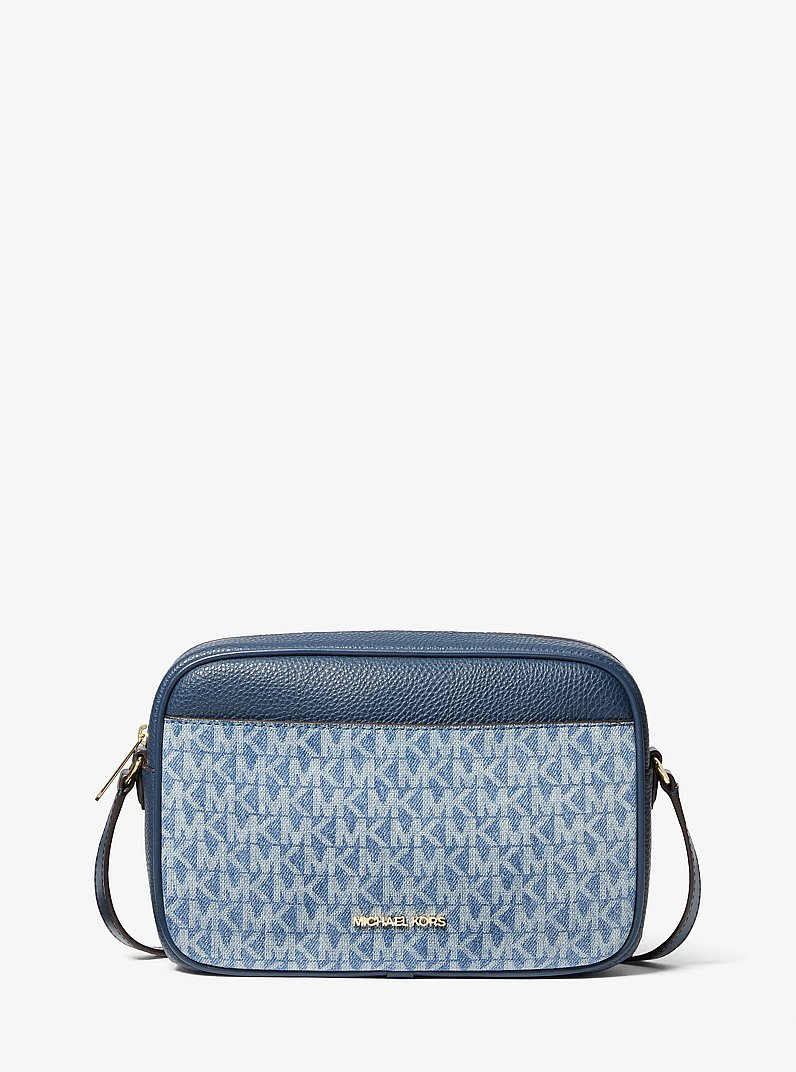 Sac &agrave; bandouli&egrave;re pour appareil photo Jet Set Travel en denim &agrave; imprim&eacute; &agrave; logo Signature in BLEU CLAIR R&Eacute;TRO LAV&Eacute; | Michael Kors