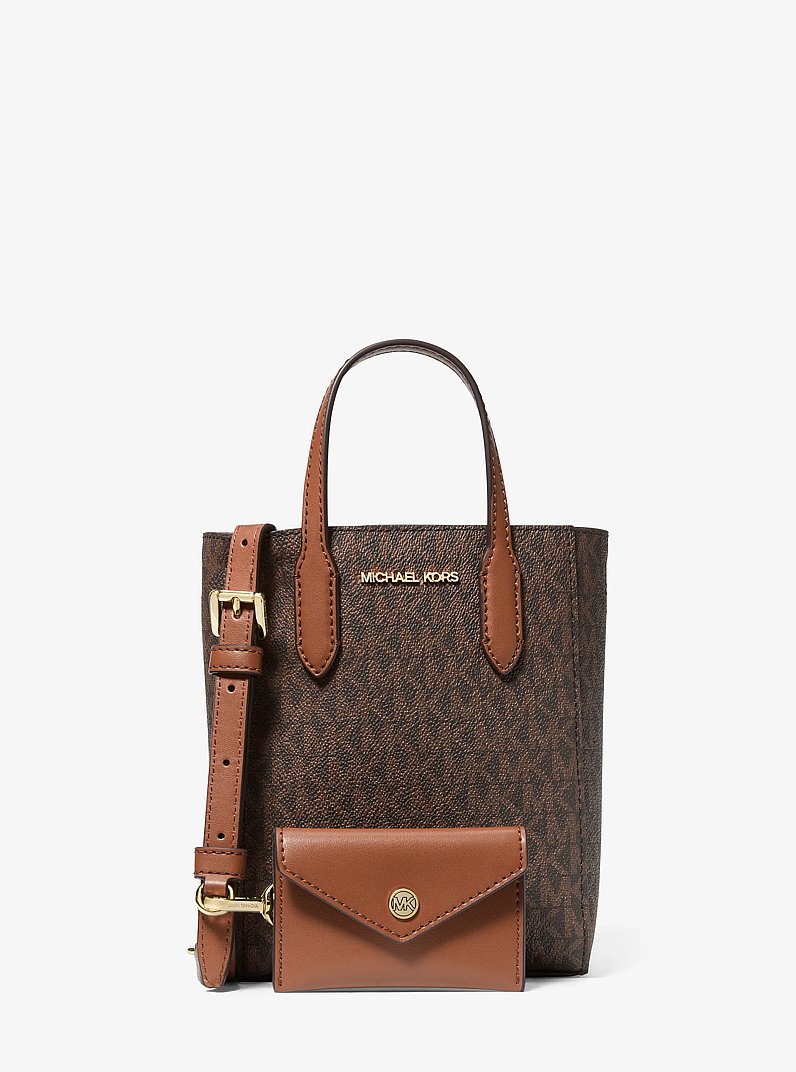 Vincent Extra-Small Logo Crossbody Bag With Card Case in BROWN | Michael Kors