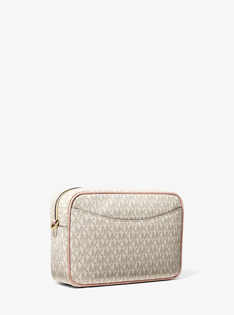 Bev Large Signature Logo Crossbody Bag in VANILLA/SOFT PINK | Michael Kors