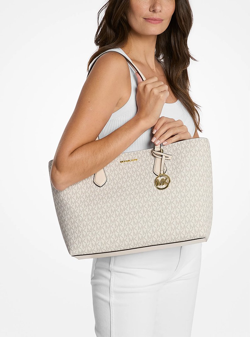 Sheila Large Signature Logo Tote Bag in LT CRM MULTI | Michael Kors
