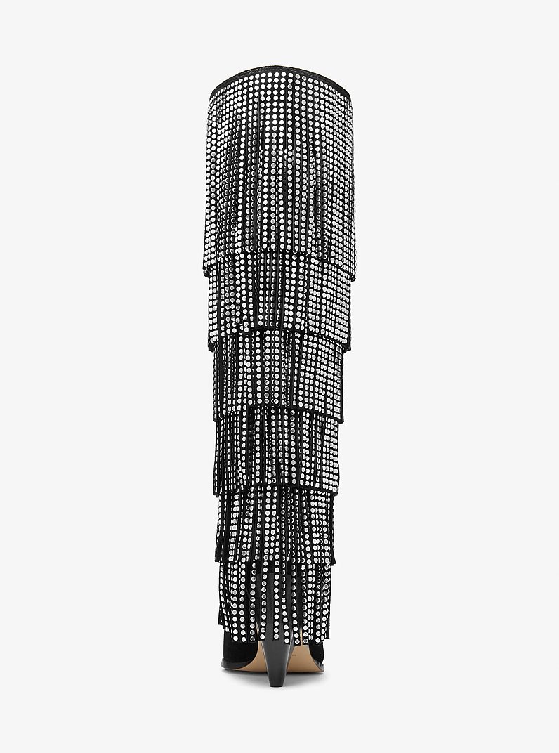 Bota Jayla de piel con adornos y flecos in NEGRO | Michael Kors