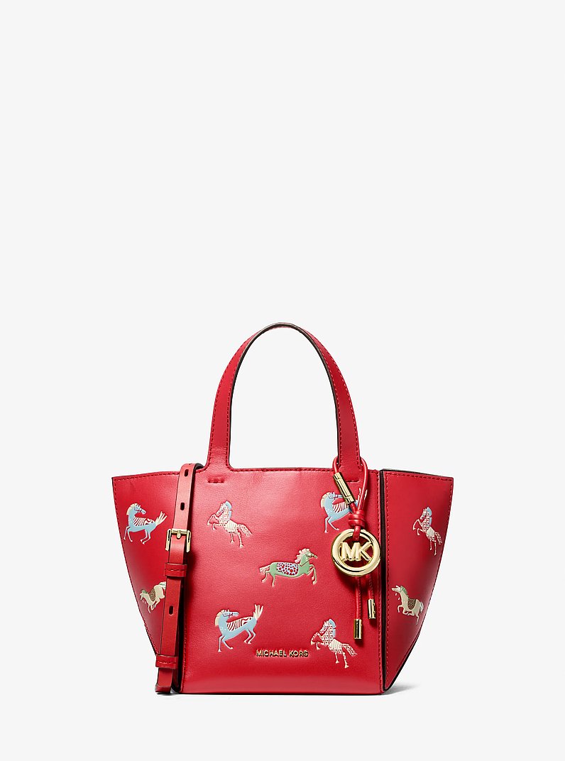 Jordi Small Leather Convertible Tote Bag in CRIMSON | Michael Kors