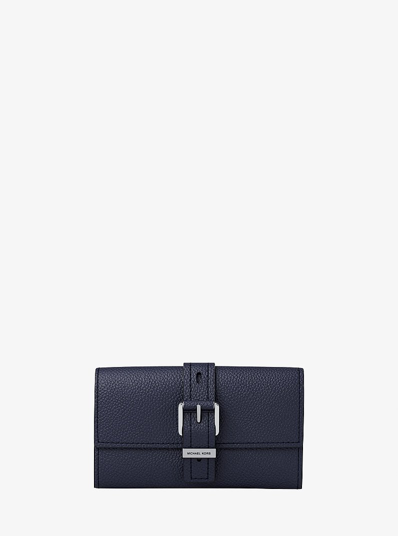 Trifold-Brieftasche Nolita Medium aus gekrispeltem Leder in BLAUGR&Uuml;NES KLEID | Michael Kors