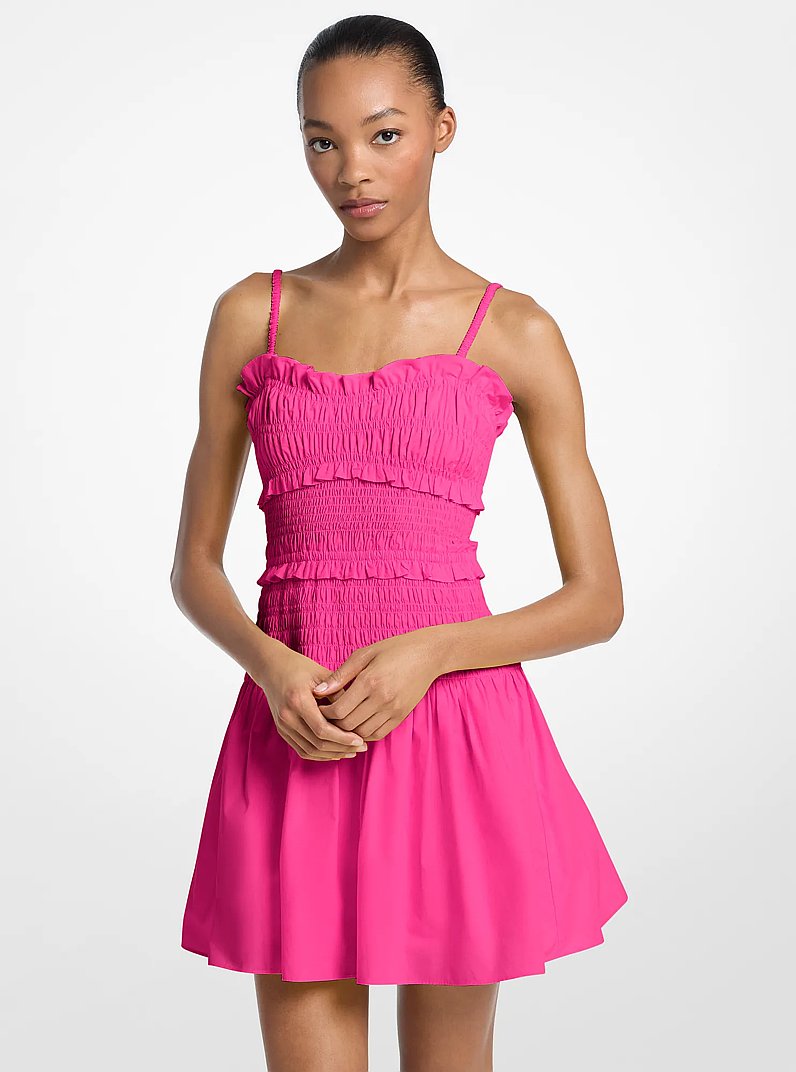 Smocked Cotton Poplin Tank Dress in RASPBERRY | Michael Kors