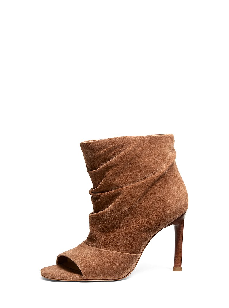 Raelynn Suede Open-Toe Ankle Boot in LUGGAGE | Michael Kors
