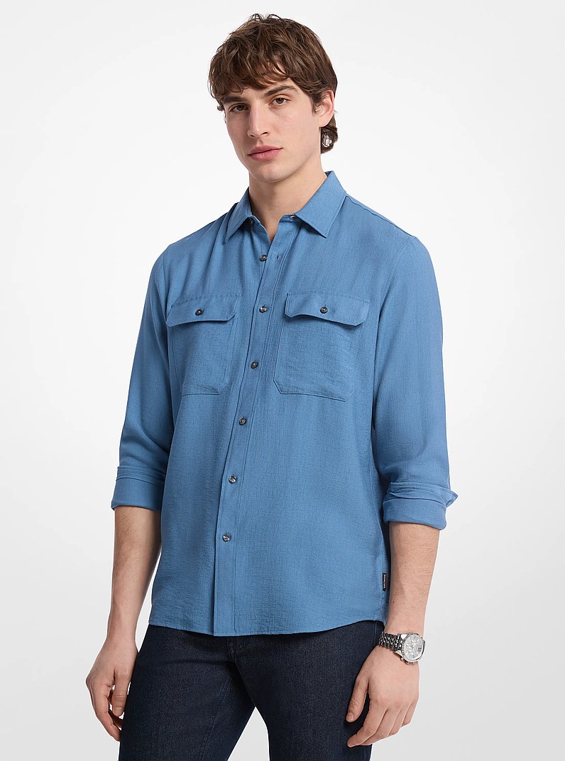 Classic Fit Woven Shirt in STEEL BLUE | Michael Kors