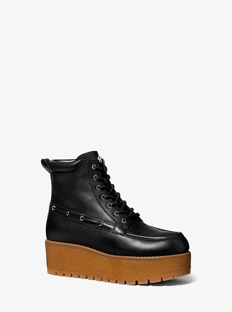 Kenny Leather Platform Boot in BLACK | Michael Kors