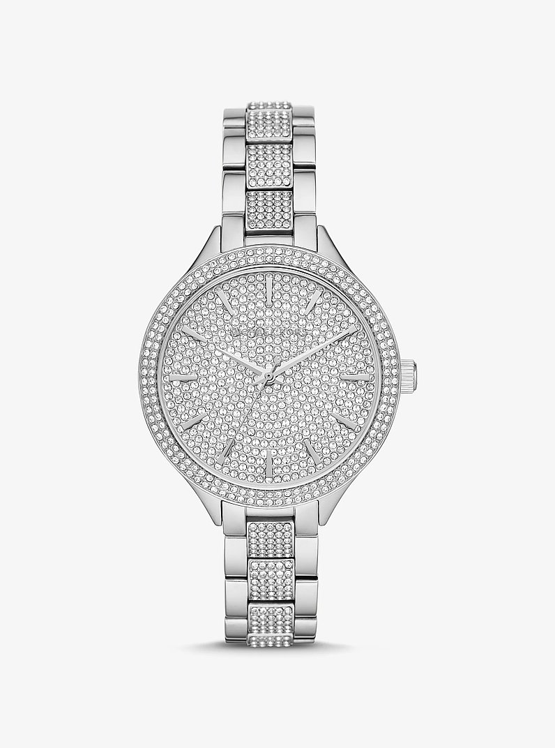 Pav&eacute; Silver-Tone Watch in SILVER | Michael Kors