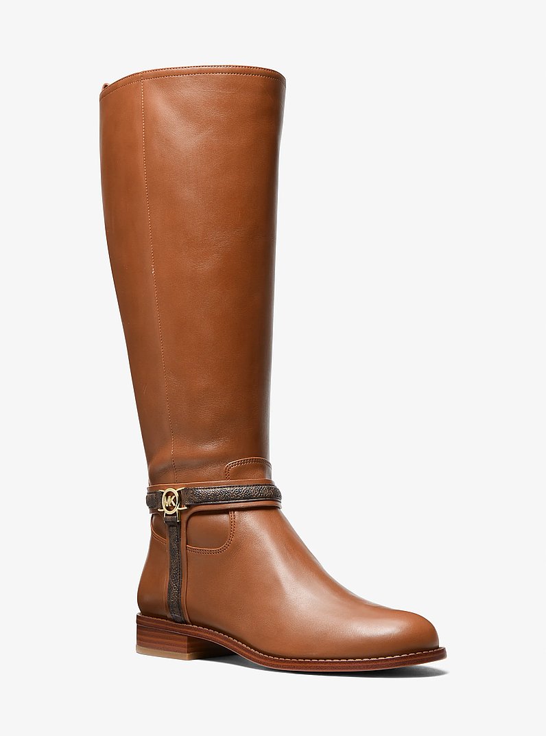 Bota Mindy ancha de piel con logotipo exclusivo in LUGGAGE MULTI | Michael Kors