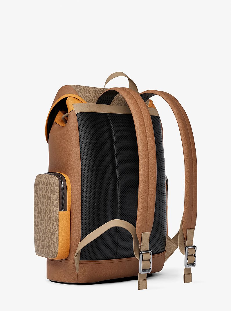 Sac &agrave; dos Cooper urbain de taille moyenne &agrave; logo Signature in CHAMEAU/ROUGE-ORANGE MULTI | Michael Kors