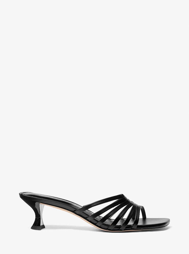 Haisley Leather Kitten Sandal in BLACK | Michael Kors