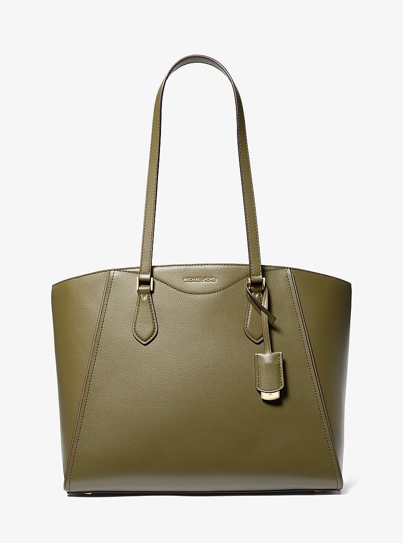 Taryn Large Leather Tote Bag in SAFARI GREEN | Michael Kors