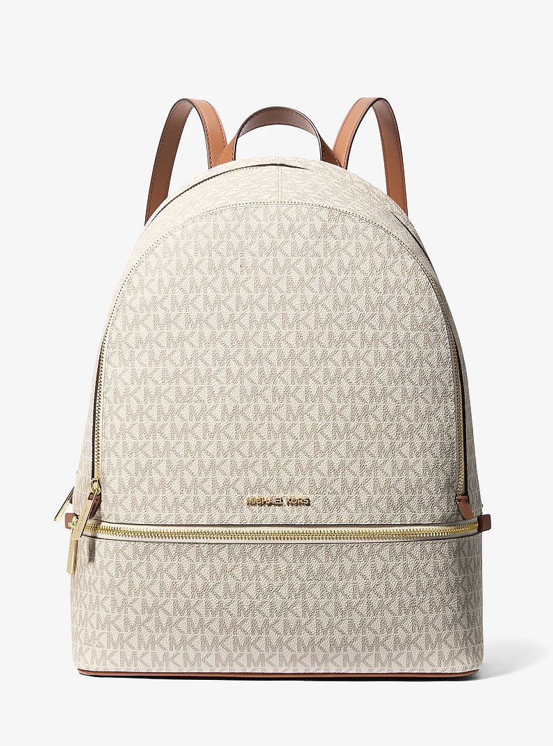 Rhea Large Signature Logo Backpack in VANILLA | Michael Kors