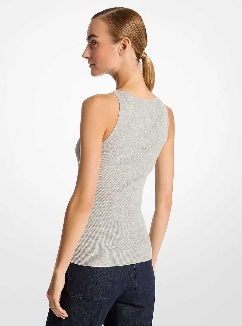 Tanktop aus gerippter Stretch-Viskose in PERLGRAU | Michael Kors
