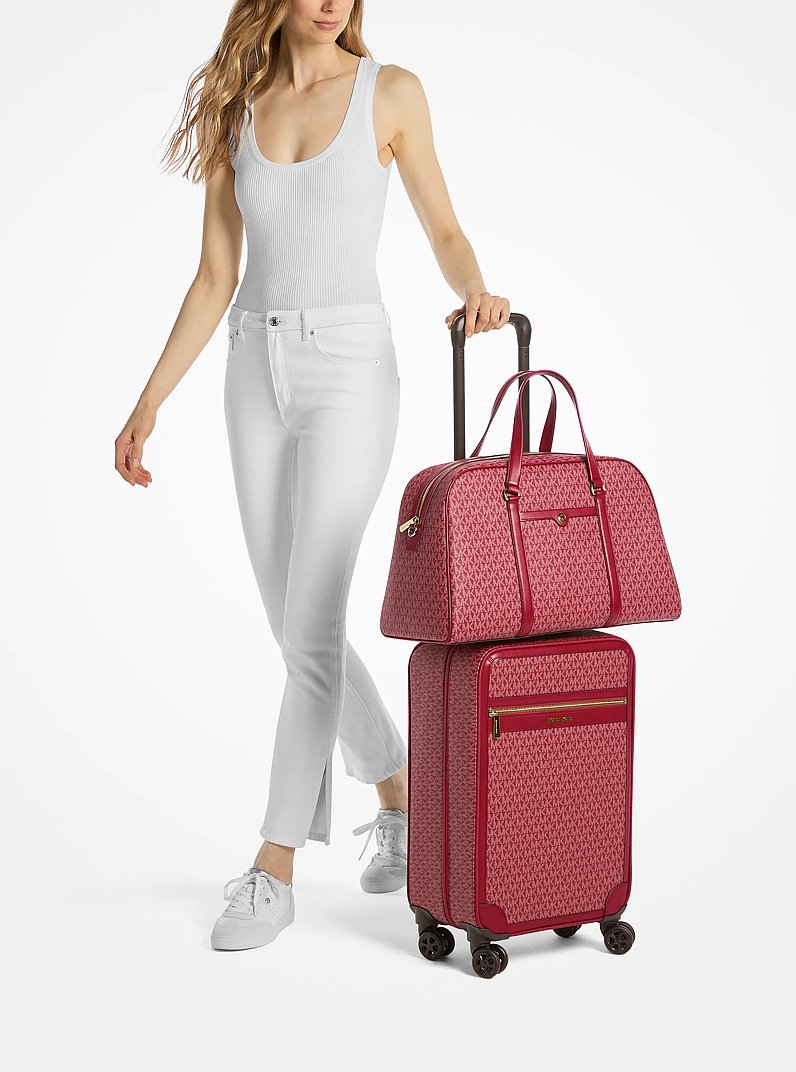 Jet Set Travel Small Signature Logo Suitcase in CHERRY | Michael Kors