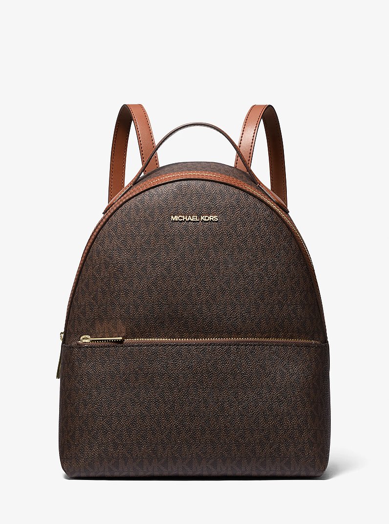 Sheila Medium Logo Backpack in BROWN | Michael Kors