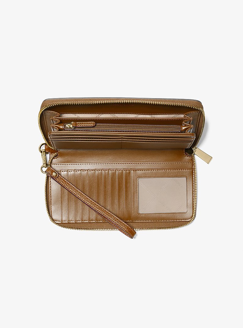 Jet Set Travel Large Pebbled Leather Continental Wallet in HUSK | Michael Kors