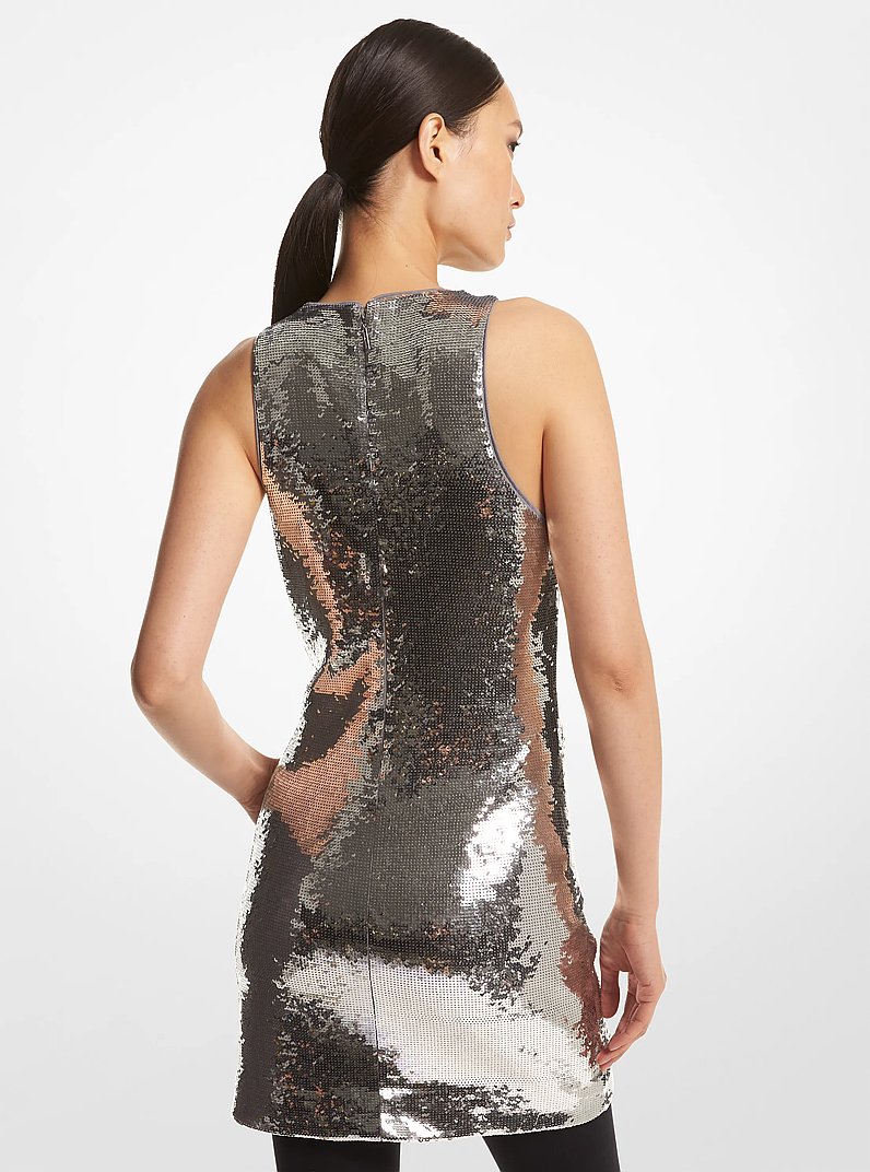 Sequined Jersey Tank Dress in SILVER | Michael Kors