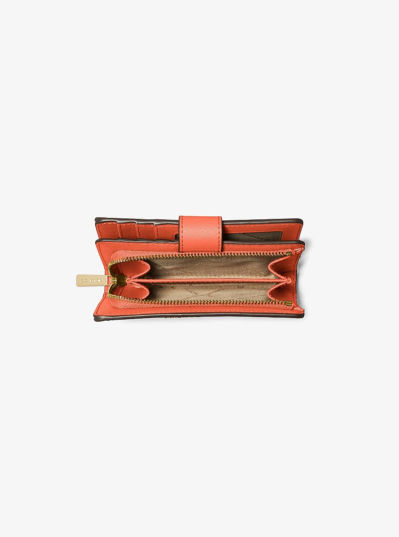 Medium Crossgrain Leather Wallet in RED CLAY | Michael Kors