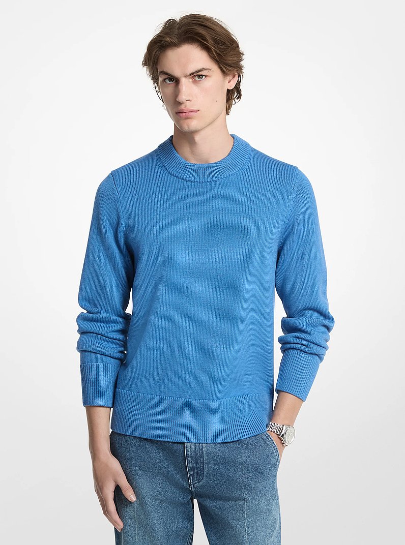 Su&eacute;ter de lana con cuello redondo y dise&ntilde;o acanalado in AZUL VINTAGE | Michael Kors