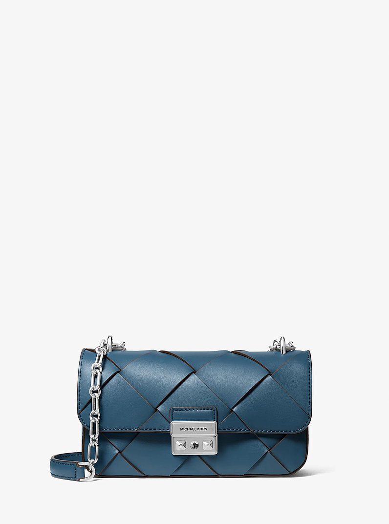 Bolso de hombro Tribeca peque&ntilde;o de piel tejida in CHAMBRAY OSCURO | Michael Kors