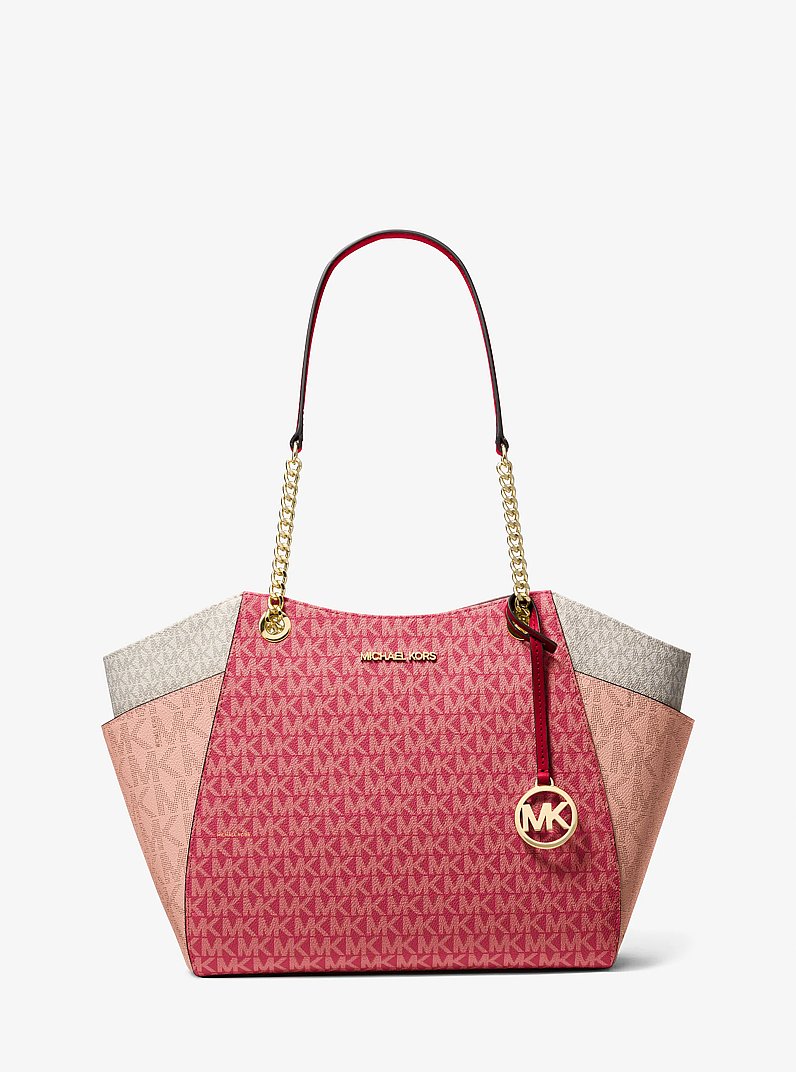Jet Set Large Color-Block Signature Logo Tote Bag in CHERRY MULTI | Michael Kors